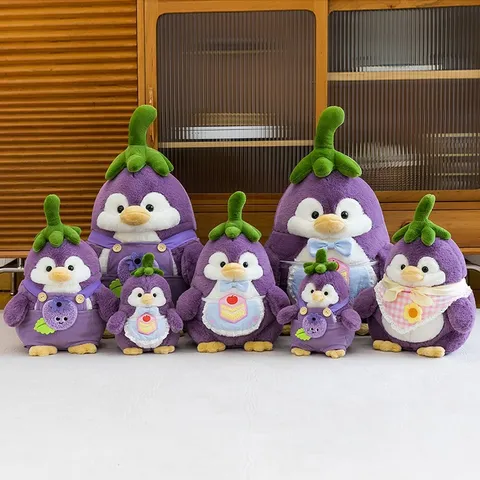 Creative Eggplant Penguin Plush Toy Cute Purple Stuffed Animal Bird Doll Soft Bed Sleeping Pillow For Kids Birthday Gift