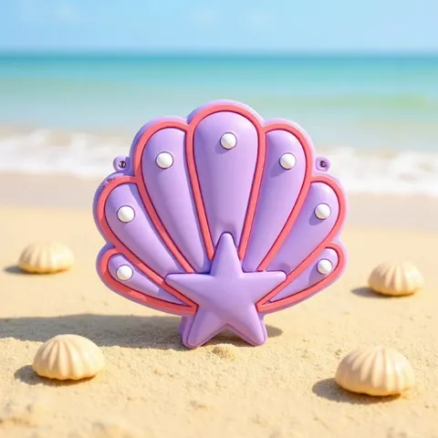 Cute Shell Shape Silicone Coin Purse For Kids Rainbow Adjustable Strap Cartoon Star Crossbody Shoulder Bag Waterproof Decor Purse