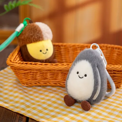 Cute Vegetable Fruit Plush Toy Nut Series Pea Peanut Chestnut Pistachio Stuffed Animal Doll Bag Hanging Pendant Kids Birthday Gift Home Decor