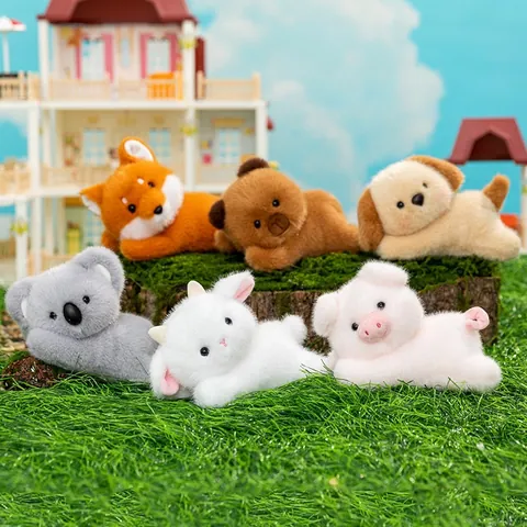 Cute Lying Position Cartoon Animal Plush Toy Soft Polyester Stuffed Fox Koala Dog Sheep Capybara Pig Doll Home Decor Birthday Gift For Kids