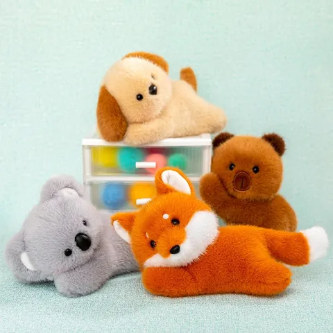 Cute Lying Position Cartoon Animal Plush Toy Soft Polyester Stuffed Fox Koala Dog Sheep Capybara Pig Doll Home Decor Birthday Gift For Kids