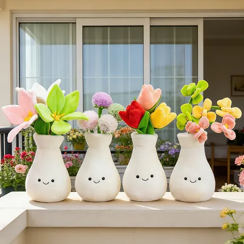 Kreatives Tulpen Topf Plüschtier Niedliche Blumentopf Stoffpflanze Puppe Smiley Gesicht Lilie Orchidee Pompom Deko Geschenk