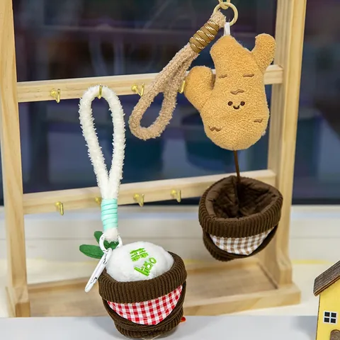 Niedliche Plüsch Gemüse Schlüsselanhänger Kreative Ingwer Knoblauch Stofftier Für Taschen Rucksack Deko Weiche Cartoon Puppe