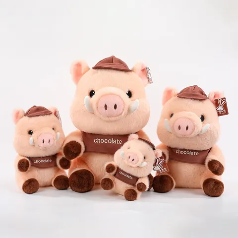 Maillard Style Pig Plush Toy Cute Cartoon Stuffed Animal With Hat And Scarf Soft Wild Boar Piggy Doll Children Birthday Gift