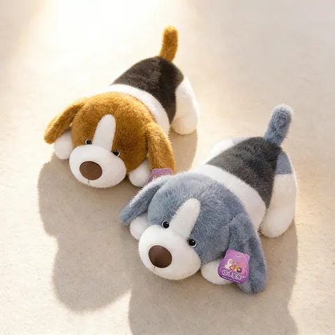 Lindo Cojín de Perro Beagle de Peluche Suave Animal de Peluche de Poliéster Almohada de Cachorro de Dibujos Animados para Decoración del Hogar Regalo de Cumpleaños para Niños