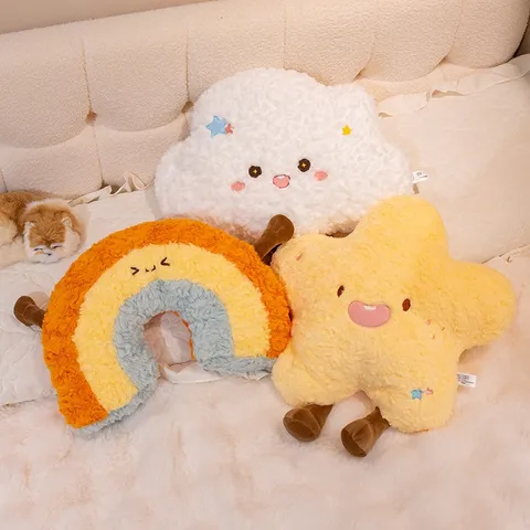 Cute Star Moon Weather Series Plush Pillow Soft Personified Cloud Sun Rainbow Cushion For Sofa Car Home Decor Kids Gift