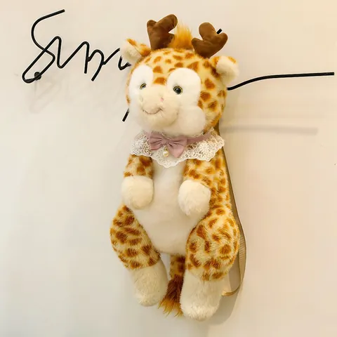 Süßer Giraffe Plüschtier Rucksack Weiche Tierische Kuscheltier Tasche Mit Spitze Schleife Für Kinder Geburtstag Weihnachtsgeschenk