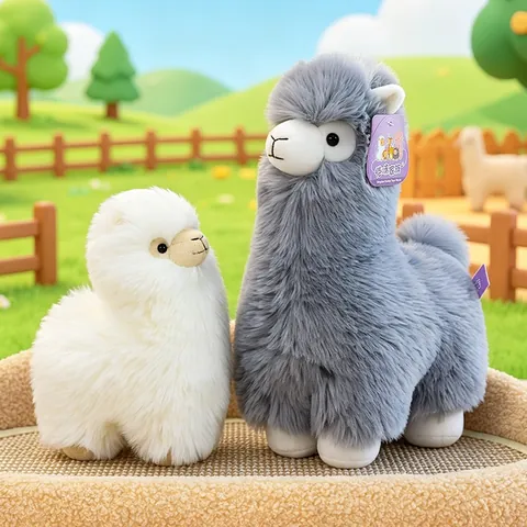 Cute Alpaca Plush Toy Soft Fluffy Llama Stuffed Animal Pillow Doll For Kids Bedroom Home Decoration Holiday Birthday Gift