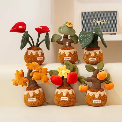 Simulation Topfpflanze Plüschtier Kreative Obstbaum Persimone Geldbaum Monstera Weiche Ausgestopfte Pflanze Puppe Home Office Dekoration Geburtstagsgeschenk