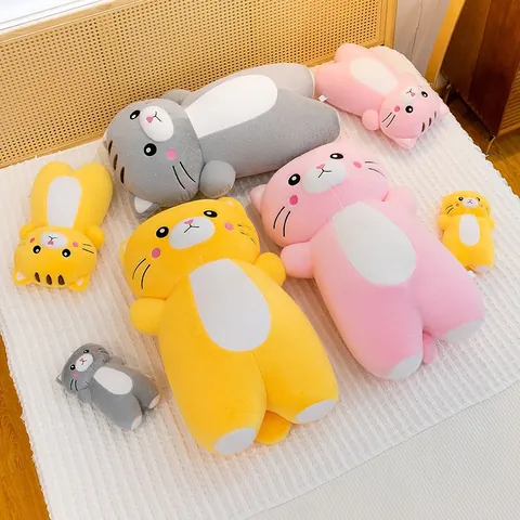 Simpatico Gatto Elefante Peluche Cuscino Morbido Animale di Peluche Bambola per Bambini Camera da Letto Divano Cuscino Compagno di Sonno Regalo di Compleanno