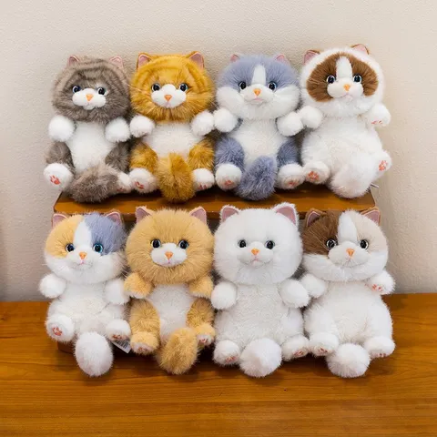 Realistic Long Hair Cat Plush Pendant Keychain Cute Kitten Stuffed Animal Doll For Bag Backpack Decor Birthday Gift