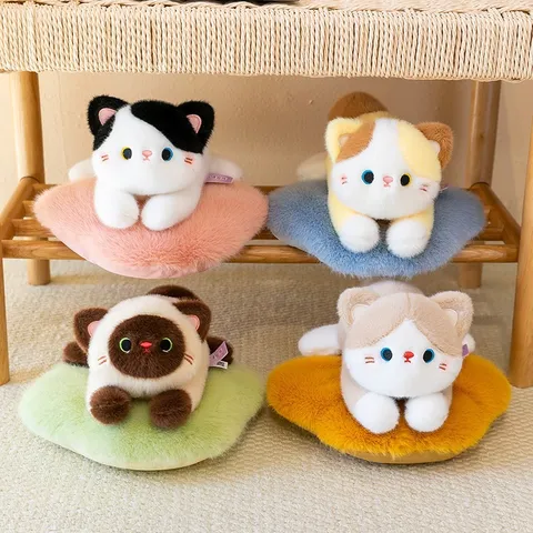 Juguete de Peluche de Gato Durmiendo de Dibujos Animados Muñeco de Gato Relleno Suave Estilo Curativo Almohada de Gatito Regalo para Hogar
