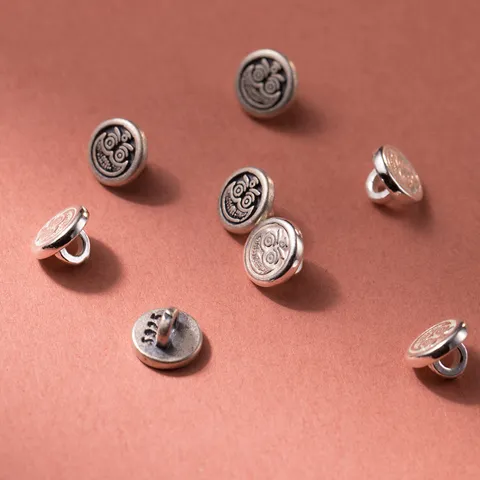 925 Sterling Silver Zaki Lhamo Button Bead Vintage Thai Silver DIY Jewelry Making Findings Ethnic Bracelet Pendant Material Accessory