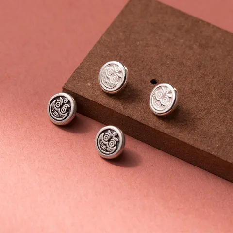 925 Sterling Silver Zaki Lhamo Button Bead Vintage Thai Silver DIY Jewelry Making Findings Ethnic Bracelet Pendant Material Accessory