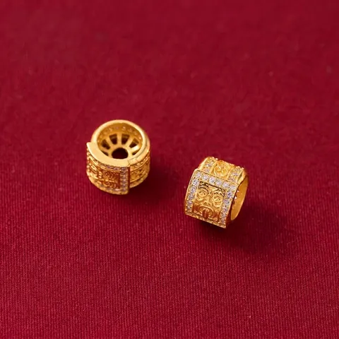 S925 Argent Sterling Plaqué Or Strass Zaki Lhamo Perles Intercalaires Traditionnel Tibétain Dieu De La Richesse Bricolage Bijoux