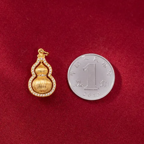 S925 Sterling Silver Gold Plated Rotating Gourd Pendant Zirconia Inlaid DIY Jewelry Accessory For Necklace Bracelet