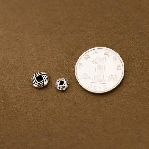 925 Sterling Silver Striped Square Flat Spacer Beads Retro Thai Silver Oxidized Loose Beads For DIY Jewelry Making Findings