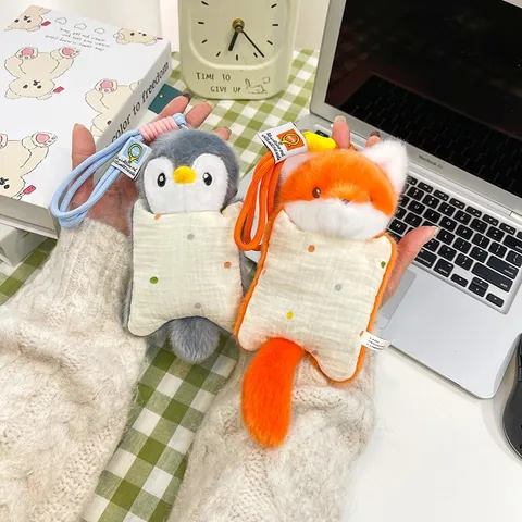 Cute Animal Bean Bag Plush Keychain Pendant Elephant Panda Pig Sloth Soft Stuffed Animal Backpack Hanging Decor For Kids School Bag Gift