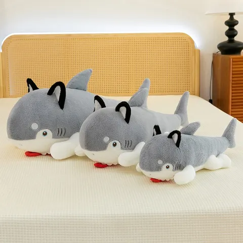 Creative Shark Dog Plush Toy Long Sleeping Pillow Personalized Shark Transformation Series Stuffed Animal Doll For Girls Kids Home Decor