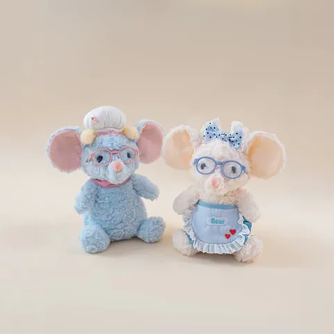 Cute Soft Baking Mouse Plush Toy Rat Stuffed Animal Doll With Chef Hat Round Glasses For Kids Girls Birthday Gift Decor