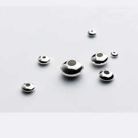 925 Sterling Silver Loose Spacer Beads Minimalist Abacus Wheel Beads Smooth Polished Disc Spacers For Crystal Bracelet DIY Jewelry Making Findings