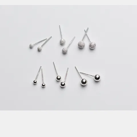 Minimalistisch 925 Sterling Zilveren Bal Oorknopjes Gladde Matte Afwerking Ronde Kraal Stift Oorbel Onderdelen Voor DIY Sieraden Maken Vrouwen Mannen Zilveren Accessoires