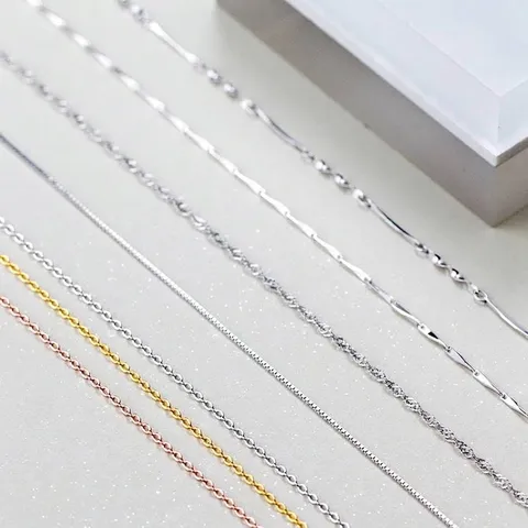 S925 Sterling Silber Halskette Box O-Typ Wasserwelle Gourd Twisted Roségold Platin Überzogen Für Damen Schmuck