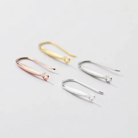 Crochets d'Oreilles en Argent Sterling 925 Accessoires de Bijouterie pour DIY Fait Main Électroplaqués Or Or Rose Argent