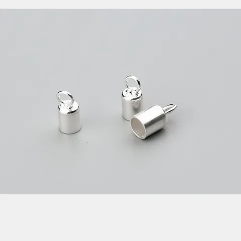 S925 Sterling Silver Cord End Caps DIY Jewelry Findings Cylinder Glue-In End Caps For Leather Cord Connection Handmade Bracelet Necklace Connectors
