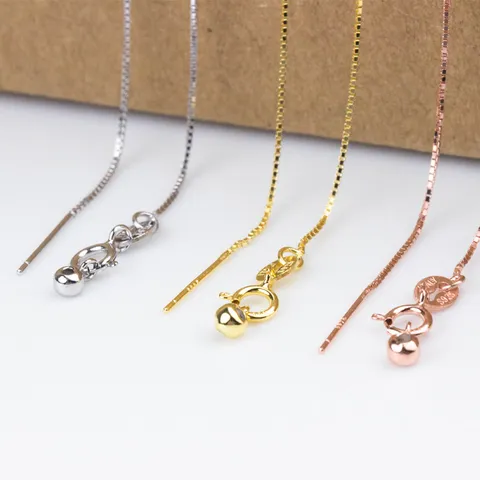 Catena Veneziana in Argento Sterling 925 Regolabile Fai da Te Accessorio Collana Con Chiusura a Molla E Perla in Silicone Solo Catena Senza Ciondolo