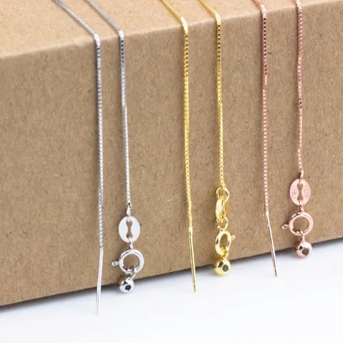 Catena Veneziana in Argento Sterling 925 Regolabile Fai da Te Accessorio Collana Con Chiusura a Molla E Perla in Silicone Solo Catena Senza Ciondolo