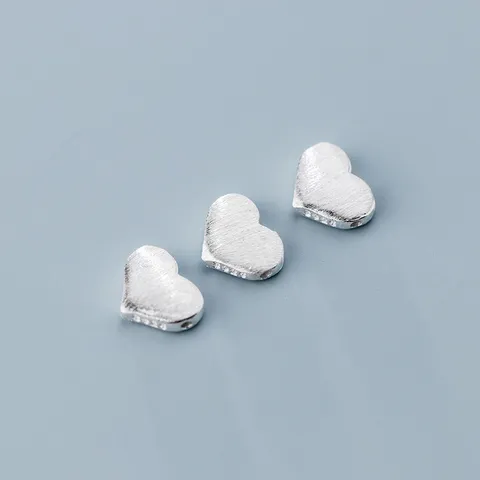 925 Sterling Silver Heart Spacer Beads Brushed Metal Loose Beads For Handmade DIY Bracelet Necklace Jewelry Making Finding Craft