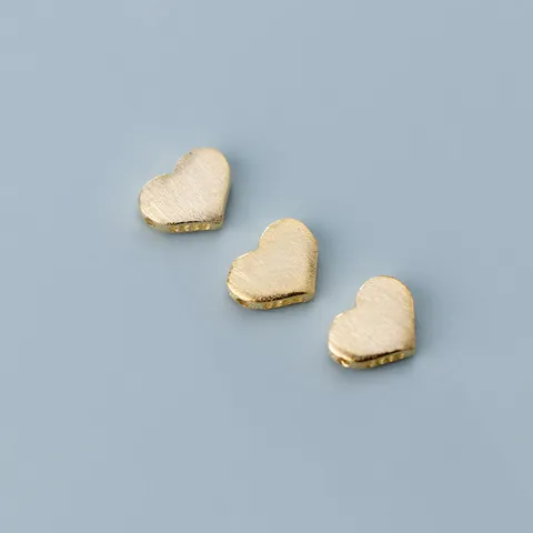 925 Sterling Silver Heart Spacer Beads Brushed Metal Loose Beads For Handmade DIY Bracelet Necklace Jewelry Making Finding Craft