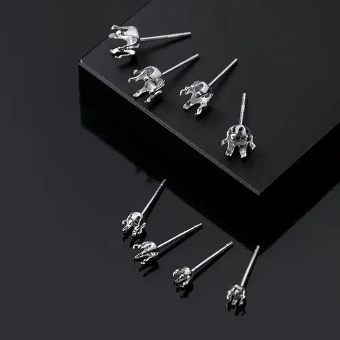 S925 Sterlingsilber Sechs-Krallen Ohrstecker Zubehör DIY Schlicht Silber Krone Ohrring Pfosten Einstellungen Für Schmuckherstellung