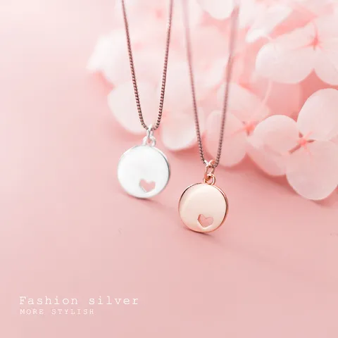 Ciondolo Solo Senza Catena in Argento Sterling 925 Tondo con Cuore Traforato per Donna DIY Accessori per Creazione Gioielli Regalo Ciondolo Cuore