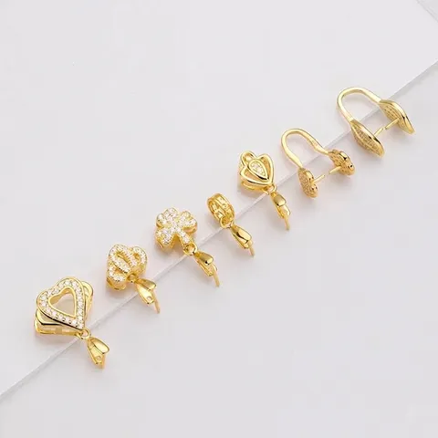 925 Sterling Silver Pendant Clasp Only Inlaid Rhinestone Jade Clip Connector For DIY Necklace Jewelry Making Findings