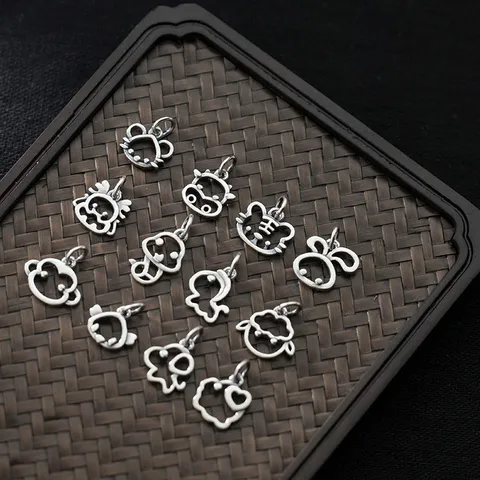 925 Sterling Zilveren Holle Chinese Dierenriem Hanger Matte Dieren Charms Voor DIY Sieraden Maken Hanger Zonder Ketting
