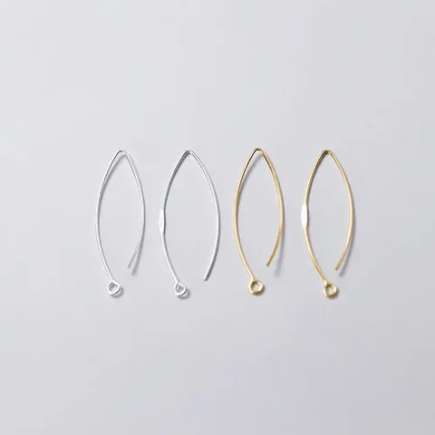 Crochets d'Oreilles en Forme de V en Argent Sterling S925 Accessoires de Bijouterie DIY Plaqués Or Argent Minimalistes