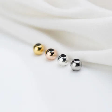 S925 Sterling Silver Adjustable Slider Beads With Silicone Core Non-Slip Round Positioning Spacer Beads DIY Jewelry Making Accessories