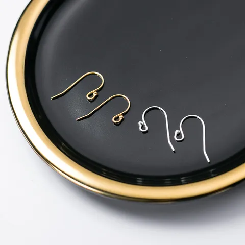 Crochets de Boucles d'Oreilles en Argent Sterling 925 avec Tiges à Tête Ronde Fil d'Oreille Électroplaqué Or Argent pour Accessoires de Bijoux DIY