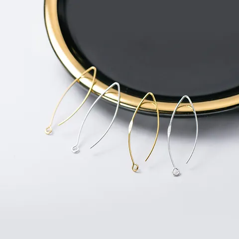 Crochets d'Oreilles en Forme de V en Argent Sterling S925 Accessoires de Bijouterie DIY Plaqués Or Argent Minimalistes