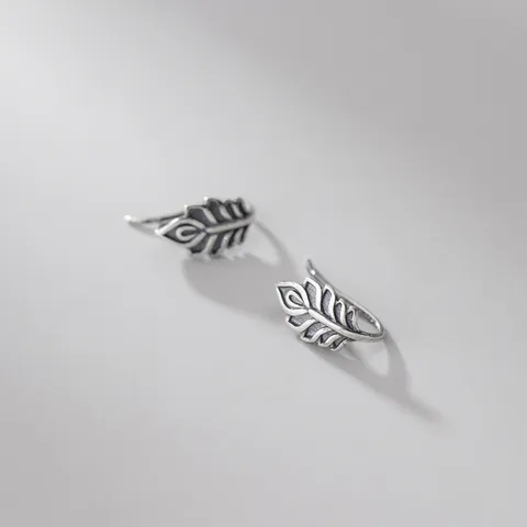 Ganci per Orecchini in Argento Sterling S925 Vintage Smerigliato a Forma di Foglia Fiore per DIY Gioielli Fai da Te Componenti Accessori