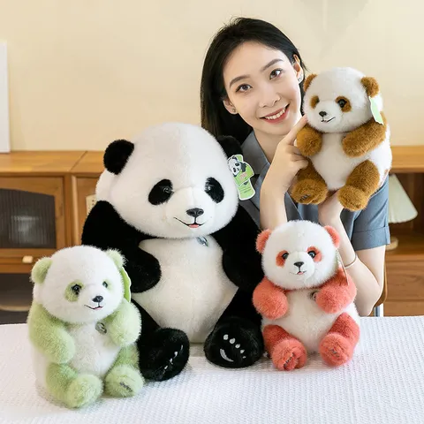 Realistic Panda Plush Toy Soft Stuffed Animal Doll Sitting Giant Panda For Kids Birthday Gift Zoo Souvenir Home Decor