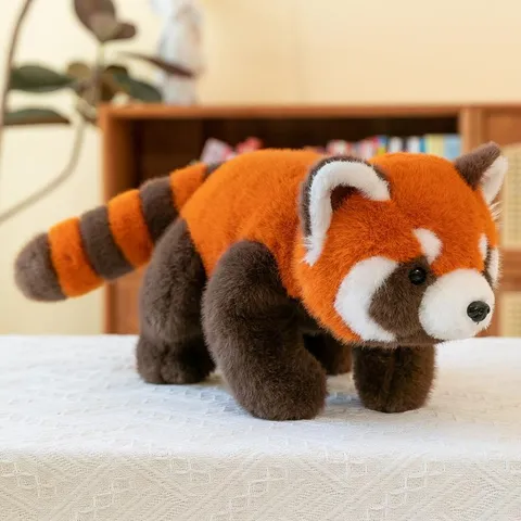 Cute Prone Red Panda Raccoon Fox Plush Toy Simulation Sleeping Pillow Stuffed Animal Cushion Home Office Decor Gift For Kids