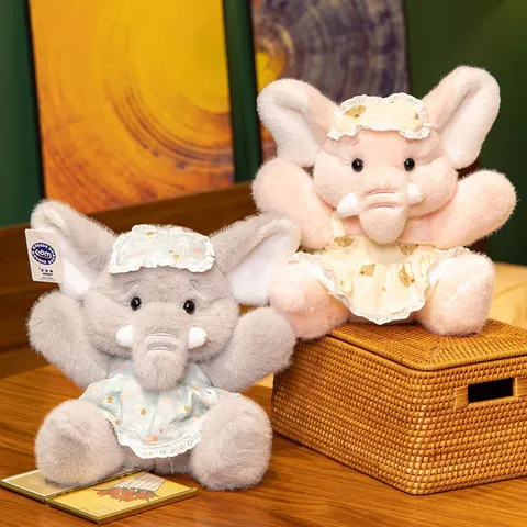 Simpatico Elefante di Peluche Con Pigiama Salopette Morbido Animale di Peluche Bambola Cuscino per Bambini Decorazione Casa Regalo