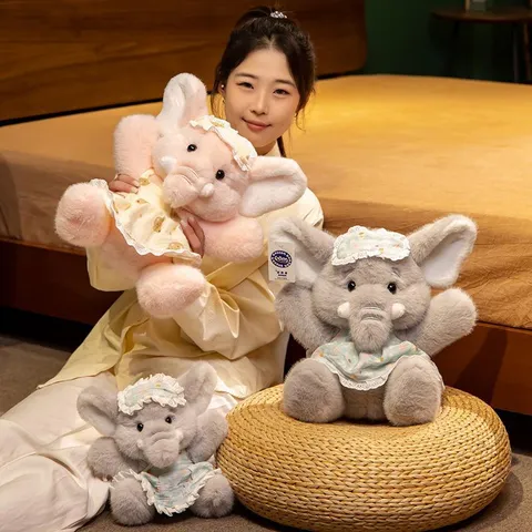 Simpatico Elefante di Peluche Con Pigiama Salopette Morbido Animale di Peluche Bambola Cuscino per Bambini Decorazione Casa Regalo