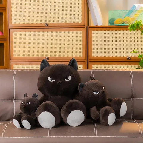 Cool Cat Plush Toy Soft Black Cat Stuffed Animal Doll With Attitude Creative Home Decor Throw Pillow For Kids Adults Gift