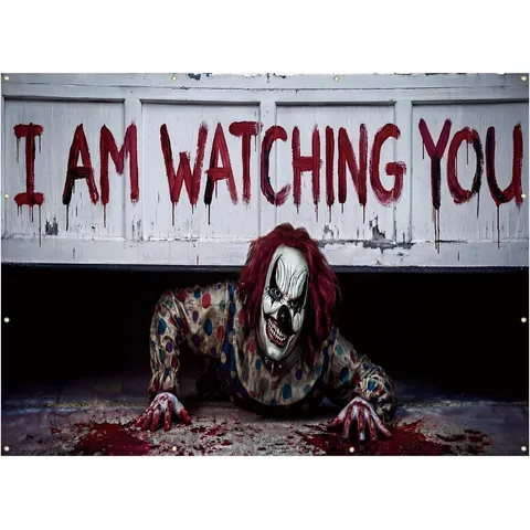 Halloween Garage Door Banner Horror Zombie Clown Outdoor Yard Backdrop Holiday Decoration Polyester Party Banner
