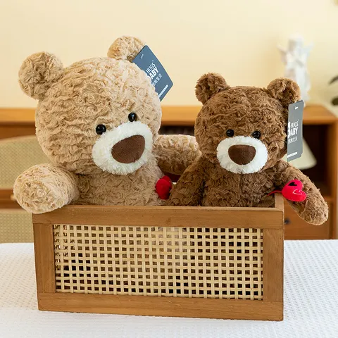 Cute Teddy Bear Plush Toy With Red Heart Soft Stuffed Animal Doll Daniel Bear Plushies For Birthday Valentines Day Gift For Kids Women
