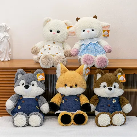 Waldläufer Serie Tier Plüschtier Husky Fuchs Katze Schaf Wolf Stoffpuppe Soft Toy Mit Kleidung Geschenk Für Kinder Mädchen